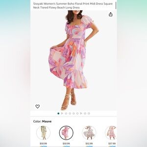 Pink floral dress, size large